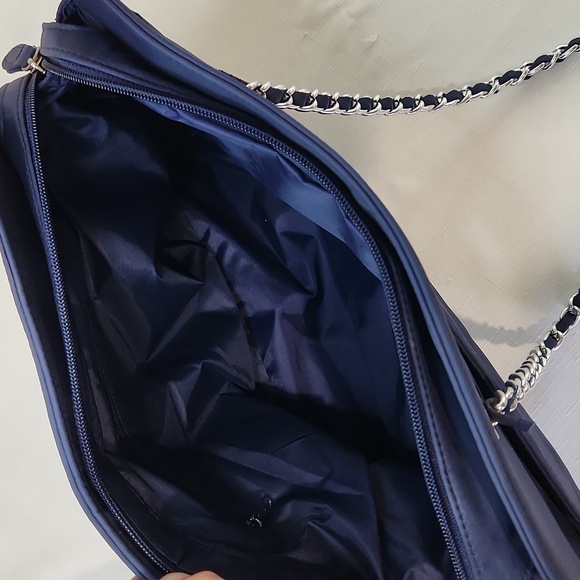 Sastanza Navy Blue Nylon Tote Bag. Size 15x11" - Picture 5 of 10